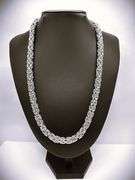 Huge 125.4 Gram 18 Kt. White Gold Plated Byzantine Chain Necklace