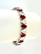 18 Kt White Gold Plated 32.5 Ctw Simulated Ruby Tennis Bracelet