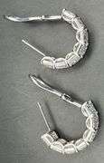 14K White Gold Emerald Lab Diamond Hoops of 14ct