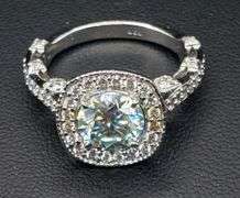 Sparkling 2.65 Ct VVs1 Light Sky Blue Fire Moissanite Ring