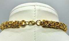 Huge 97.8 Gram 14 Kt Yellow Gold Plated Byzantine Chain Necklace
