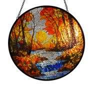 Tree and River Sunset Suncatcher