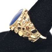 Charming 14K Yellow Gold Synthetic Star Sapphire Gemstone Men's Ring