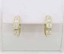 Chic Bezel Set Emerald Cut Diamond Hoops in 14k