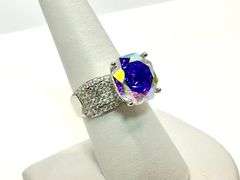 Stunning 14 kt. White Gold Plate 5 Ct Rose Cut Azotic Topaz Ring