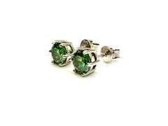 Beautiful White Gold Plated 2 Ctw Green Fire Moissanite Earrings