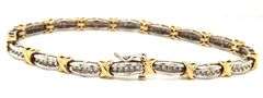 Nice 8" 10k W&Y Gold Diamond Bracelet