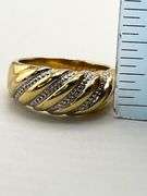 14KT Yellow Gold Two Tone Dome Twisted Braided Design With Rows Of Diamond Accent Ring