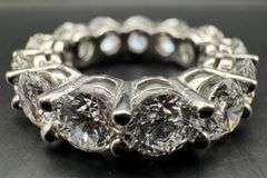 14K White Gold Round Brilliant Cut Lab Diamond Wedding Band of 8.10ct