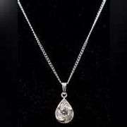 CZ Gemstone Pendant Necklace in Sterling Silver.