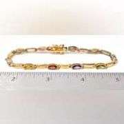 Colorful Cz Gemstone Bracelet in Vermeil Sterling Silver.