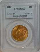 Gorgeous color basically Gem BU 1926 $10 Indian Gold Piece. PCGS MS64