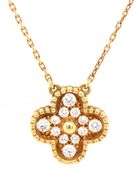 18KT Yellow Gold Full Diamond pave Clover Pendant