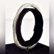Marcasite Gemstone Hinged Bangle Bracelet in Sterling Silver.