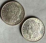 Two Raw 1896 Frosty White BU Morgans.