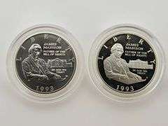 1993 Proof & UNC Silver James Madison Half Dollars