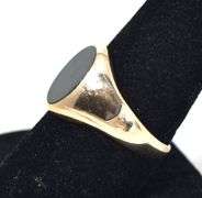 Charming 10K Yellow Gold Blood Stone Gemstone Men's Ring