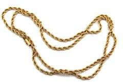 14kt Yellow gold long rope chain necklace