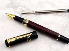 Pierre Lorren Antique Meander Rollerball Pen Set – 18K Gold Overlay on Silver Metal, Handmade Engrav
