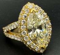 14K Yellow Gold Marquise Diamond Ring of 5.98ct