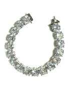 14 Kt. White Gold Plated Simulated 58 Ctw White Diamond Tennis Bracelet