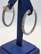 Showy 14k White Gold Diamond Hoop Earrings