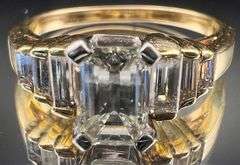 14K Two-tone Gold Emerald Cut Diamond Ring of 1.3ct