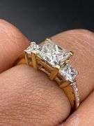 14K Yellow Gold Rectangle Princess Cut Diamond Ring