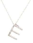 14kt White gold diamond Initial E pendant on chain