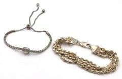 Lot of 2 Vintage 925 sterling silver bracelets