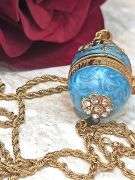 Handmade Imperial Egg-Inspired Blue Topaz Necklace & 24K Gold Bracelet Set