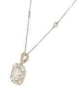 2.85ctw Round and Princess Diamond Halo Pendant Necklace in 14K