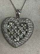 CERTIFIED 14K WHITE GOLD AND DIAMOND HEART PENDANT