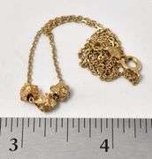 Gold Nugget Designed Pendant Necklace in Vermeil Sterling Silver