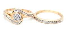 10kt Yellow gold diamond wedding set