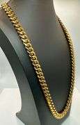 Huge 135.7 Gram 18 Kt Gold Plate Monogramed Initial "J" Cuban Link Chain Necklace.