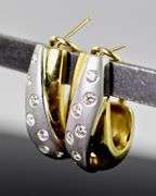 Exquisite Two-Tone 14K Gold Diamond J Hoop Earrings