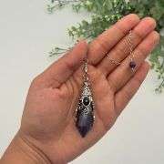 Gemstone Pendulum 12 Faceted Antique Silver Color