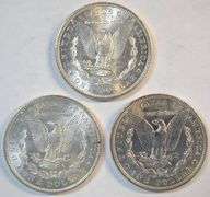 3 Diff. Blazing-white Choice BU 'P' Mint Morgan Silver Dollars
