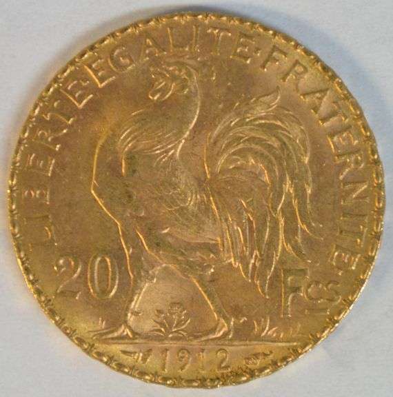 Simply lovely Gem BU 1912 French 20 Francs Gold 'Rooster'