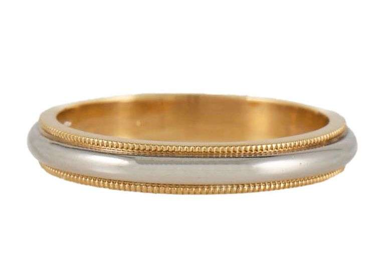 Tiffany & Co. 3.50MM Milgrain Together Two Tone Wedding Band Ring in 18K and Platinum