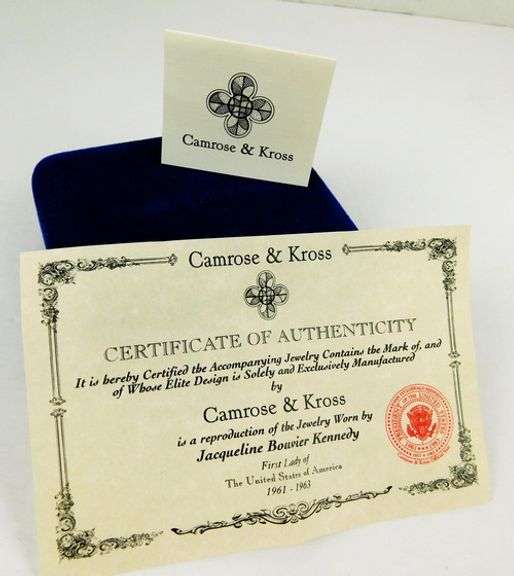 Camrose & Kross Jackie Kennedy Pearl Earrings & Box