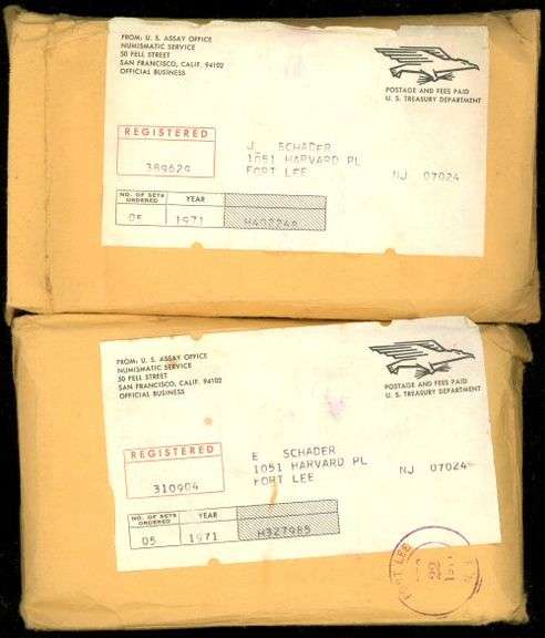 10 1971 US Mint Sets in Original Shipping Envelopes