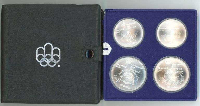 1976 4-Piece Montreal Olympics BU Silver Coin Set in Original Packaging