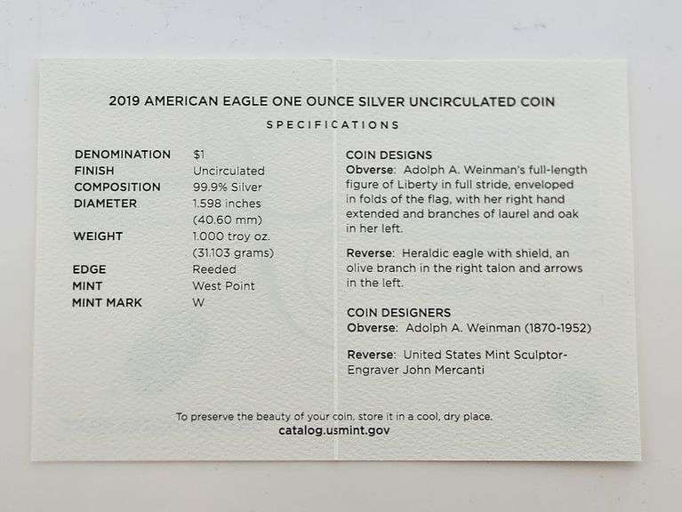 2019-W Burnished American Silver Eagle, OGP