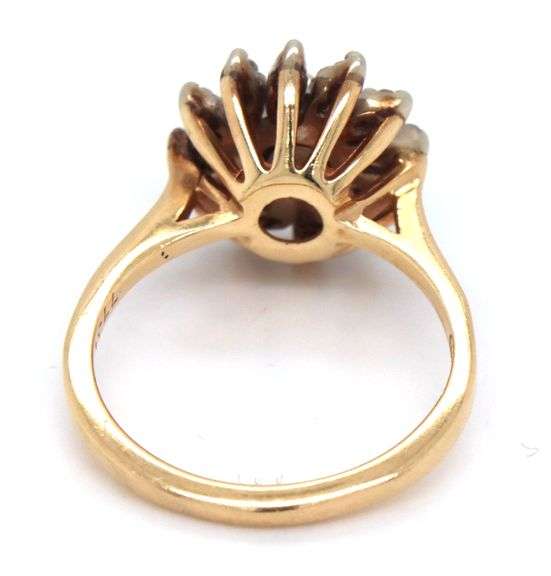 Estate 14K YG Swirl of Diamonds Cluster Ring