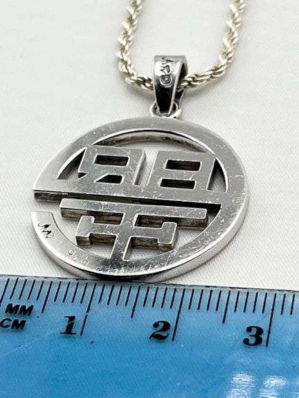 925 Sterling Silver Custom Monogram Pendant With Long Italoian Rope Chain