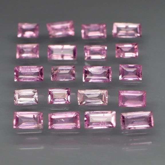 Baguette cut! 2.73ct set of Sapphires with candy pink hues!