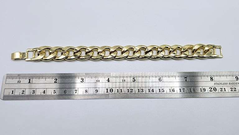 Huge 63.5 Gram Yellow Gold Plate Curb Link Bracelet