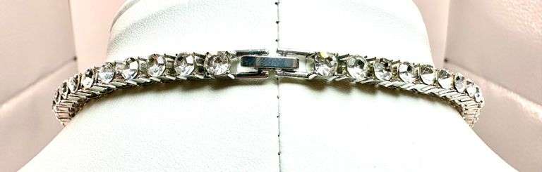 Sparkling White Gold Plated 60 Cttw CZ Tennis Necklace